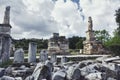 Odeon of Agrippa statues in the Ancient Agora of Athens, Greece Royalty Free Stock Photo