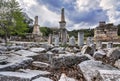 Odeon of Agrippa statues in the Ancient Agora of Athens, Greece Royalty Free Stock Photo