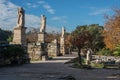 Odeon of Agrippa statues in the Ancient Agora of Athens Royalty Free Stock Photo