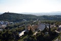 The Odeon of Herodes Atticus from Acropolis and Athens landscape , Greece