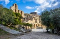 Odeon of Herodes Atticus  in Athens, Greece. Also known as Herodeion or Herodion  is a stone Roman theater located on Acropolis Royalty Free Stock Photo