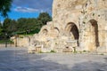 Odeon of Herodes Atticus facade in Athens, Greece. Also known as Herodeion is a stone Roman theater located on Acropolis hill Royalty Free Stock Photo