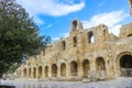 Odeon of Herodes Atticus -  a stone Roman theatre structure located on the southwest slope of the Acropolis of Athens Greece Royalty Free Stock Photo