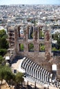 Odeon of Herodes Atticus Theater at Acropolis behind Athens Royalty Free Stock Photo