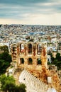 The Odeon of Herodes Atticus view in Athens Royalty Free Stock Photo