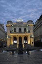 Odeon Theater Building in twilight from Bucharest in Romania