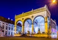 Odeonplatz and Feldherrnhalle in the Evening, Munich, Bavaria, Germany...IMAGE