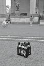 A graphical view of Beer bottles as Bowling Pins, Odeonsplatz, Munich MÃÂ¼nchen, Bavaria Bayern, Germany Deutschland