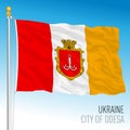 Odesa city waving flag with coat of arms, Ukraine Royalty Free Stock Photo