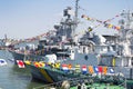 Odesa, Ukraine - July 10, 2016: Battleship HETMAN SAHAYDACHNY docked at Port during celebration day NAVY forces Royalty Free Stock Photo