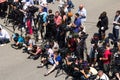 Odesa, Ukraine - July 03, 2016: correspondents and cameramans on the docks of Odessa seaport during celebration