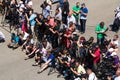 Odesa, Ukraine - July 03, 2016: correspondents and cameramans on the docks of Odessa seaport during celebration