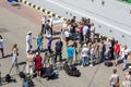 Odesa, Ukraine - July 03, 2016: correspondents and cameramans on the docks of Odessa seaport during celebration