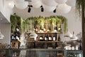 Odesa, Ukraine - July 24, 2021: empty bar interior with counter and wine bottles indoors Royalty Free Stock Photo