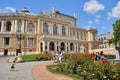 Odesa, Ukraine. July 22. 2021. Opera House in Odessa, building with columns. Historical architecture, porch for