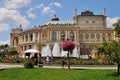 Odesa, Ukraine. July 22. 2021. The Opera House in Odessa, a house with columns and a fountain. Historical architecture