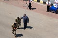 Odesa, Ukraine - July 03, 2016: President Petro Poroshenko helps wounded soldier after award. Navy day celebration.