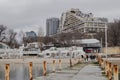 on a cool day at the end of March, people came to the black sea embankment Royalty Free Stock Photo