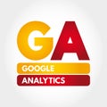 Odesa, Ukraine - September 6, 2021: GA - Google Analytics acronym, business concept background