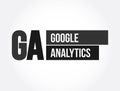 GA - Google Analytics acronym, business concept background