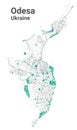 Odesa vector map. Detailed map of Odessa city administrative area. Cityscape panorama illustration. Road map with highways,