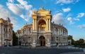 Odessa National Academic Theater of Opera and Ballet in Ukraine. Evening panoramic view Royalty Free Stock Photo