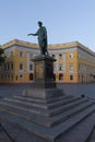 Odessa potemkin stairs with statue of duke richelieu Royalty Free Stock Photo