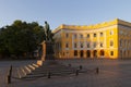 Odessa potemkin stairs with statue of duke richelieu Royalty Free Stock Photo