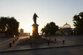 Odessa potemkin stairs with statue of duke richelieu Royalty Free Stock Photo