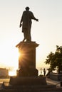 Odessa potemkin stairs with statue of duke richelieu Royalty Free Stock Photo