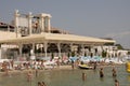 Odessa, South of Ukraine, Coast of a Black Sea, beach Ibiza club, June 28, 2018. People are resting at the water. Mainly cloudy w