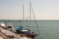 Odessa, South of Ukraine, The customs area, July 10, 2018. Odessa commercial sea port. Beautiful yaÃÂhts. Sailboats at the dock