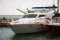 Odessa, South of Ukraine, The customs area, July 10, 2018. Odessa commercial sea port. Beautiful yaÃÂhts. Sailboats at the dock