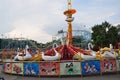 Odessa, South of Ukraine, Uspenskaya street, Lunapark, July 10, 2018. Walking on the city streets in summer. Attractions, Ferris w