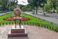 Odessa, Ukraine: Monument Twelfth Chair in city garden. By literary work The Twelve Chairs by writers Ilf and