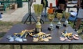 ODESSA, UKRAINE - AUGUST 22, 2020: Official sports awards, medals and cups of the Ukrainian Women`s Rugby Championship. Sports