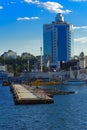 Odessa, Ukraine - August 8, 2018. A pier near a calm sea and sky