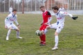 ODESSA, Ukraine 02.24.2021 - FC Chernomorets (white) Odessa meets with local club FC Real Pharma in city championship. Football