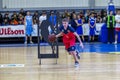 Odessa, Ukraine - Feb. 16, 2019: Sporting holiday children`s basketball school league. Teenagers play basketball, participate in Royalty Free Stock Photo