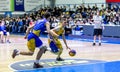 Odessa, Ukraine - Feb. 16, 2019: Sporting holiday children`s basketball school league. Teenagers play basketball, participate in Royalty Free Stock Photo