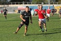 ODESSA, UKRAINE -2020.10.17 - Final of Ukrainian rugby championship CREDO Odessa - red, OLYMPIK Kharkiv black Intense struggle