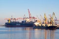 ODESSA, UKRAINE - JANUARY 02, 2017 Cargo ships entering one of the busiest ports in the world, Odessa Royalty Free Stock Photo