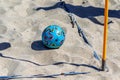 Odessa, Ukraine-July 25, 2020: Beach Soccer Championship among amateur women on beach. Soccer in sand. Young beautiful girls