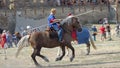 ODESSA, UKRAINE - JULY 20, 2019: Equestrian traditional competitions at knight`s festival in fortress Akkerman Belgorod-Dniester.