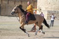 ODESSA, UKRAINE - JULY 20, 2019: Equestrian traditional competitions at knight`s festival in fortress Akkerman Belgorod-Dniester. Royalty Free Stock Photo