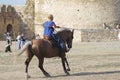 ODESSA, UKRAINE - JULY 20, 2019: Equestrian traditional competitions at knight`s festival in fortress Akkerman Belgorod-Dniester.