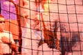 ODESSA, UKRAINE - July 21, 2018: Fans and ultras flare flares for the gate and throw them on the field during the finals of the