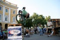 Odessa, Ukraine - July 28, 2007: Freestyle young male jumping on