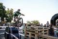 Odessa, Ukraine - July 28, 2007: Freestyle young male jumping on Royalty Free Stock Photo