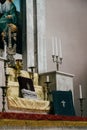 ODESSA, UKRAINE - JULY 5, 2014: The interior of the Armenian Apostolic Church in Odessa, Ukraine. The altar, iconostas Royalty Free Stock Photo